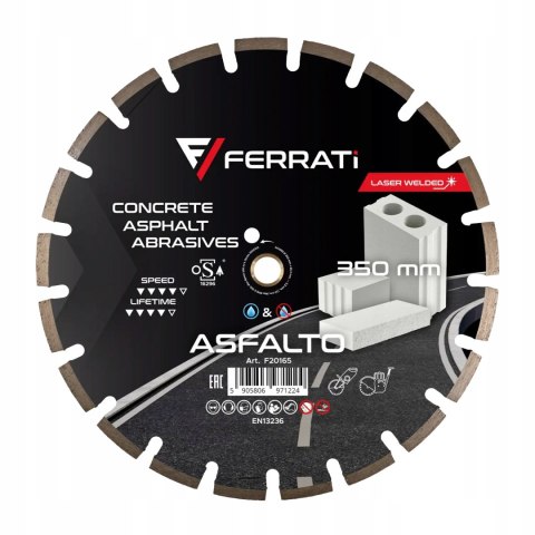 FERRATI F20165 ASFALTO 350mm tarcza do cięcia asfaltu, betonu i silikatów