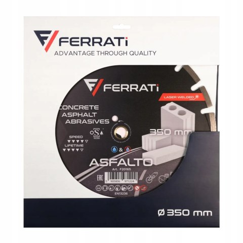 FERRATI F20165 ASFALTO 350mm tarcza do cięcia asfaltu, betonu i silikatów