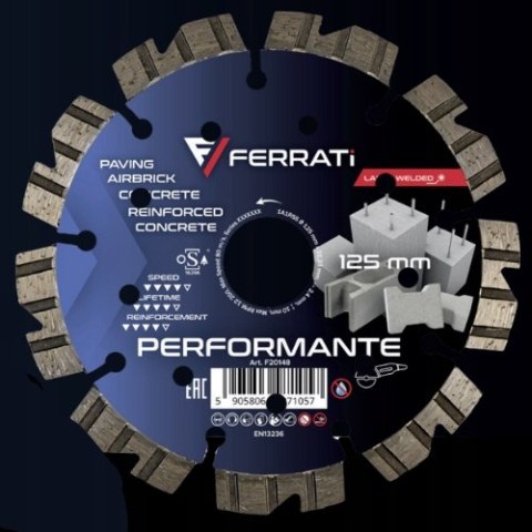 FERRATI TARCZA DIAMENTOWA TNĄCA PERFORMANTE Ø 230 MM x 22,23 MM do betonu