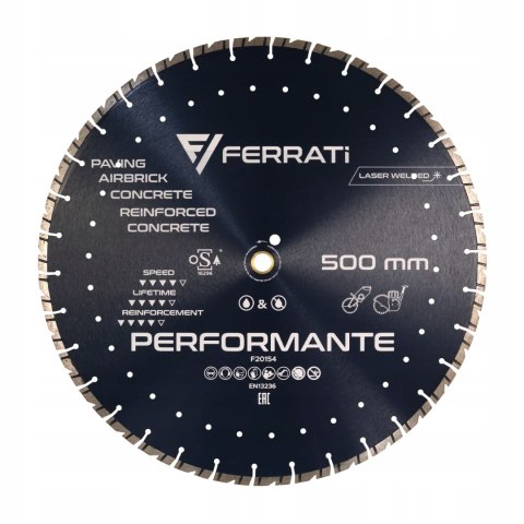 FERRATI TARCZA DIAMENTOWA TNĄCA PERFORMANTE Ø 500 MM x 25,4/20 MM FERRATI TARCZA DIAMENTOWA TNĄCA PERFORMANTE Ø 500 MM x 25,4/20 MM