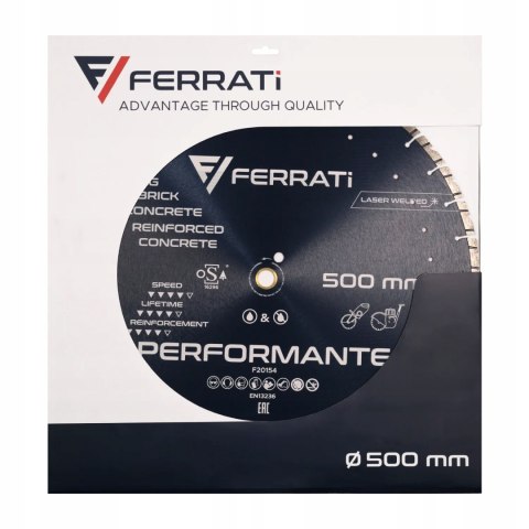 FERRATI TARCZA DIAMENTOWA TNĄCA PERFORMANTE Ø 500 MM x 25,4/20 MM FERRATI TARCZA DIAMENTOWA TNĄCA PERFORMANTE Ø 500 MM x 25,4/20 MM