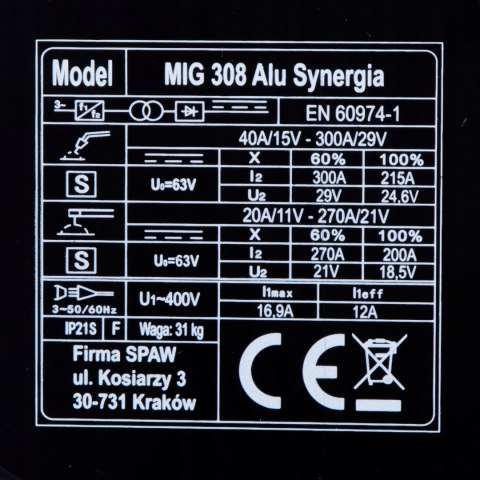 SPAWARKA MIGOMAT MAGNUM MIG 308 ALU SYNERGIA 400V SPAWARKA MIGOMAT MAGNUM MIG 308 ALU SYNERGIA 400V