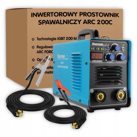 Spawarka inwertorowa Sherman 10-200 A 230 9,4 kVA MMA ARC 200C Spawarka inwertorowa Sherman 10-200 A 230 9,4 kVA MMA ARC 200C