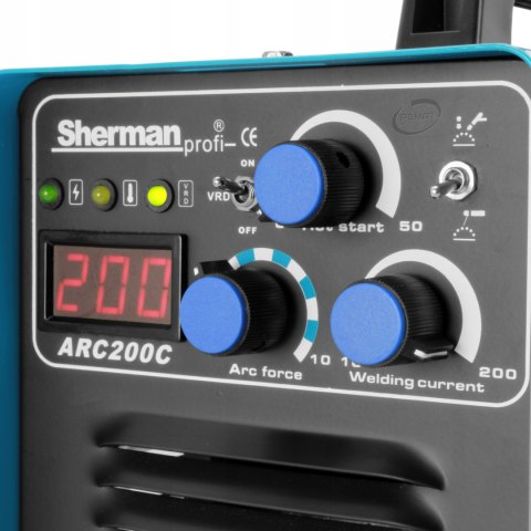 Spawarka inwertorowa Sherman 10-200 A 230 9,4 kVA MMA ARC 200C Spawarka inwertorowa Sherman 10-200 A 230 9,4 kVA MMA ARC 200C