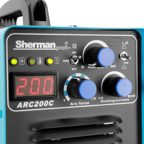 Spawarka inwertorowa Sherman 10-200 A 230 9,4 kVA MMA ARC 200C Spawarka inwertorowa Sherman 10-200 A 230 9,4 kVA MMA ARC 200C
