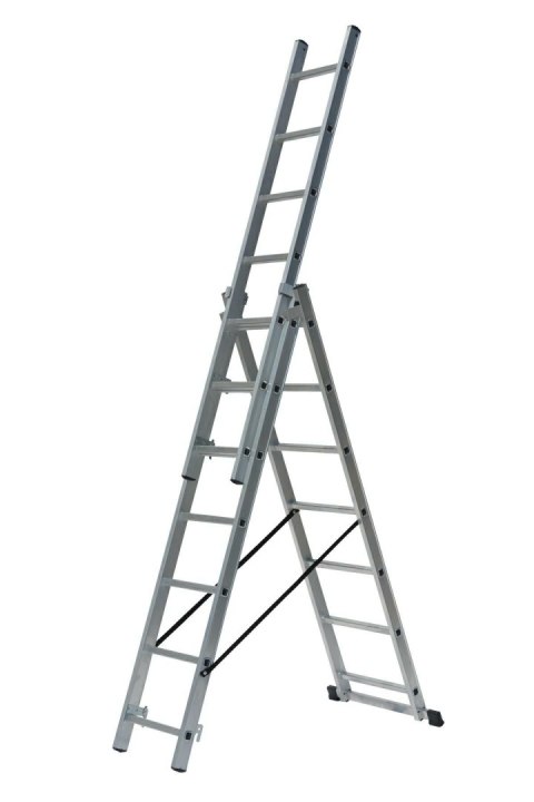 AWTOOLS DRABINA ALUMINIOWA 3x9 STOPNI 150KG ADAPATACJA NA SCHODY AWTOOLS DRABINA ALUMINIOWA 3x9 STOPNI 150KG ADAPATACJA NA SCHODY