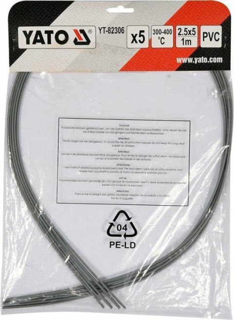 YATO WKŁADY PVC 2,5 x 5mm 5 x 1m 5szt. YATO WKŁADY PVC 2,5 x 5mm 5 x 1m 5szt.