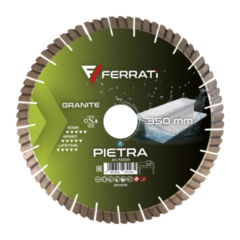 Tarcza diamentowa tnąca 1A1R 350mm 25,4mm PIETRA Tarcza diamentowa tnąca 1A1R 350mm 25,4mm PIETRA