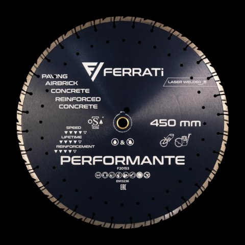Tarcza diamentowa tnąca 1A1RSS 450mm 25,4-F4mm PERFORMANTE Tarcza diamentowa tnąca 1A1RSS 450mm 25,4-F4mm PERFORMANTE