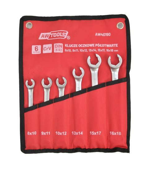 AWTOOLS ZESTAW KLUCZY PŁASKICH PÓŁOTWARTYCH KPL.6szt.