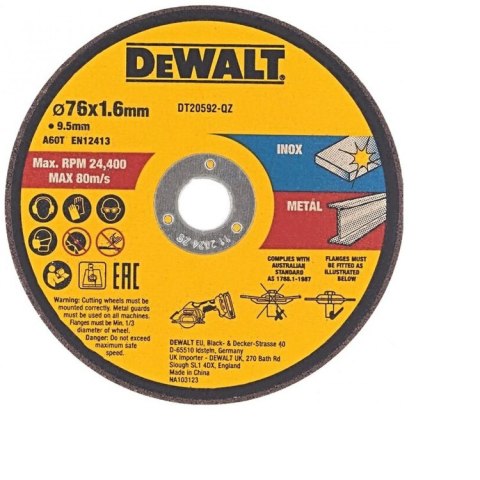 DEWALT TARCZA METAL 76x1,6mm DO DCS438 DEWALT TARCZA METAL 76x1,6mm DO DCS438