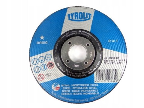 Tarcza do szlifowania stali Tyrolit 222860 125 x 6 x 22,23 mm