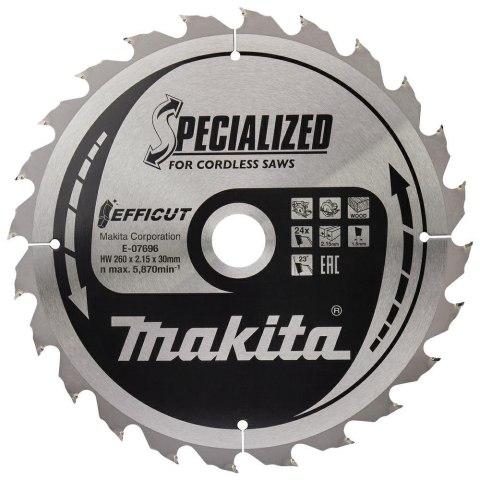 MAKITA PIŁA TARCZOWA 260x30x24z EFFICUT MAKITA PIŁA TARCZOWA 260x30x24z EFFICUT