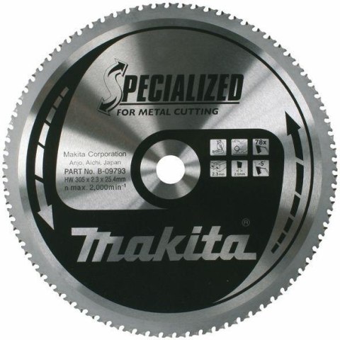 MAKITA PIŁA TARCZOWA 305x25,4x78z SPECJALIZED CIENKA BLACHA MAKITA PIŁA TARCZOWA 305x25,4x78z SPECJALIZED CIENKA BLACHA