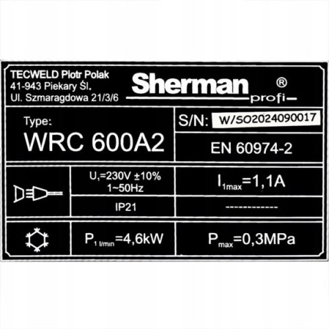 Chłodnica do spawarek WRC 600A2 z alarmem Sherman