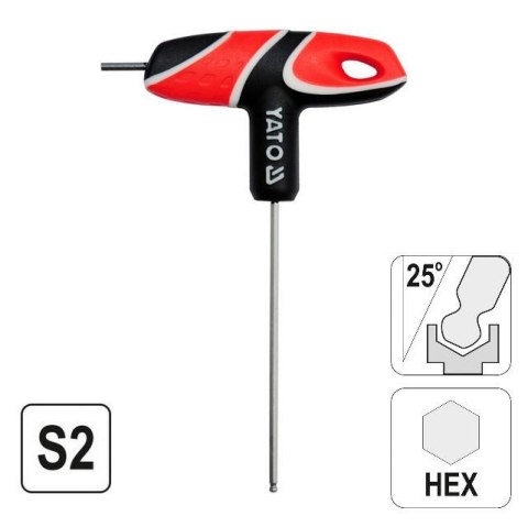 YATO KLUCZ TRZPIENIOWY IMBUS / HEX, Z RĘKOJEŚCIĄ 3,0mm KULA YATO KLUCZ TRZPIENIOWY IMBUS / HEX, Z RĘKOJEŚCIĄ 3,0mm KULA